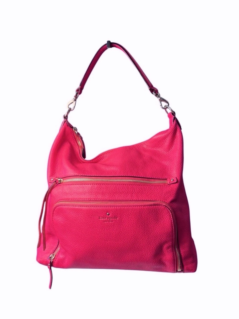 Kate Spade Cobble Hill Lizzie Shoulder Bag Hot Pink Pebbled Leather Luxury EUC